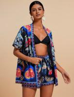 Conjunto de Verano para Mujer 2025 Blusa Estampada y Shorts Ajustados Moda Europea - details 4