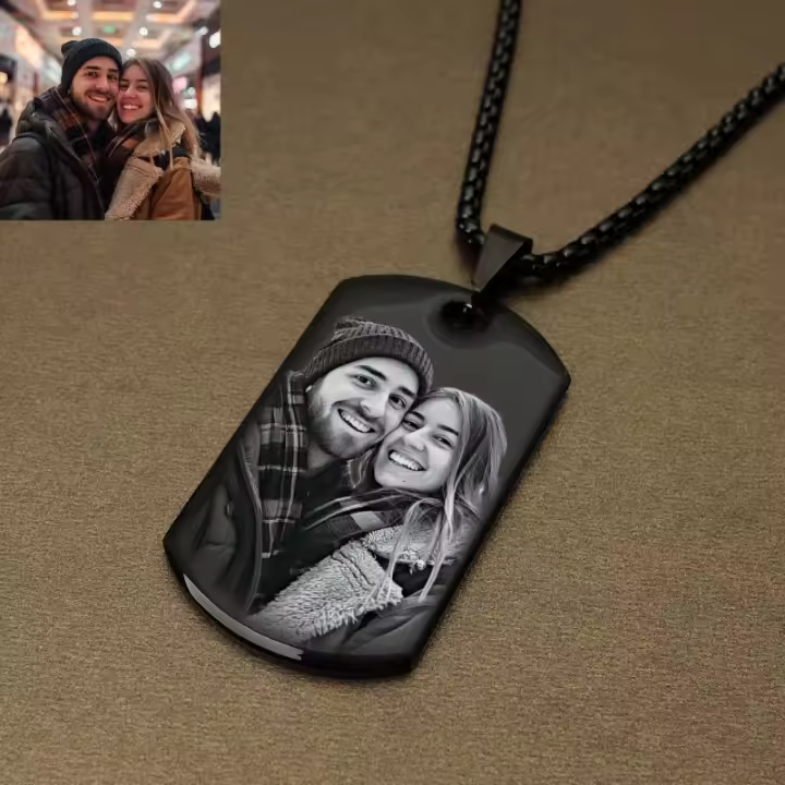 Collar personalizado con foto y mensaje, colgante, llavero, etiqueta para perro, collar grabado personalizado con foto, regalos de Navidad - 1
