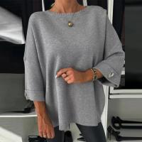 Suéter holgado con botones para mujer, Jersey de punto elegante con cuello redondo, informal, de manga larga, Color sólido, moda de invierno 2025 - details 2