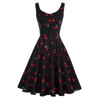 Vestido de Olla de Moda Retro de Verano 2025 Estampado de Cereza, Estilo Francés Vintage para Mujeres Ideal para Fiestas de los 50s y 60s - details 12