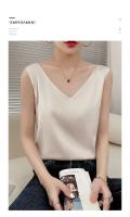 Top de Halter V para Mujer Camisola de Verano de Seda de Satén Blanco Vestido Delgado de Moda - details 8