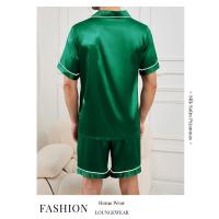 Conjunto De Pijama Para Hombres Verano Cómodo Casual Camisa Corta Con Shorts Dos Piezas Ropa De Dormir Estilo Básico Material Poliéster Y Elástico - details 20