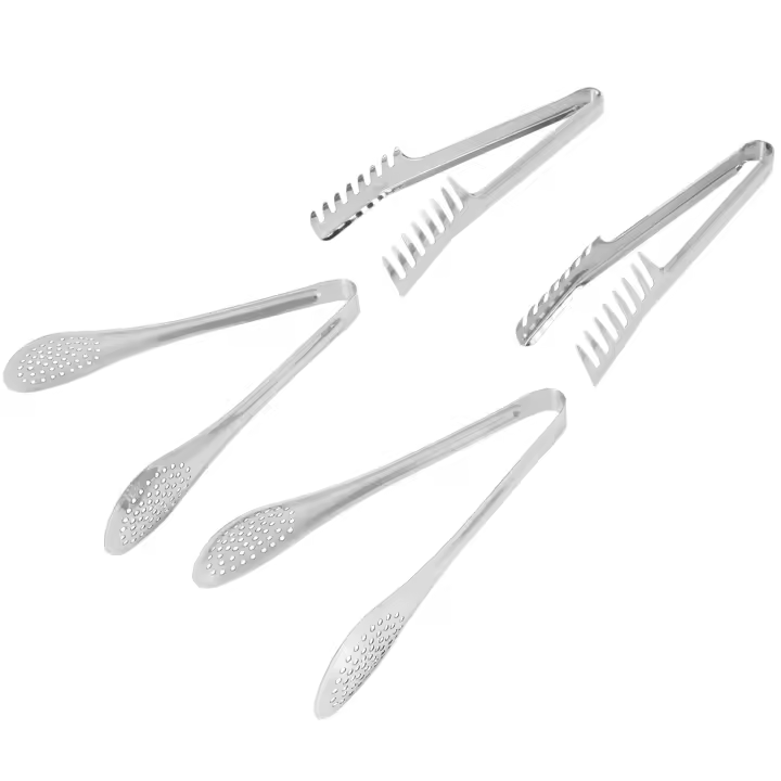 Juego de pinzas de comida de acero inoxidable de 9 pulgadas, pinzas para servir alimentos, para Buffet, para pastelería, fideos, espagueti, Pasta, 4 piezas - 1