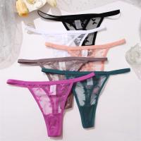 Tanga de encaje sexy para mujer, tanga calada de cintura baja, ropa interior transparente sin costuras con espalda en T, bragas íntimas sólidas - details 11