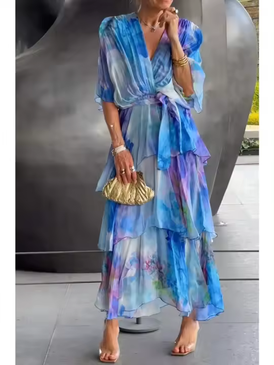 Vestido de hadas con estampado en capas 2025 - 1