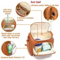 Mochila de Viaje de Cuero PU Sólido 7-en-1 Bolsa de Mamá con Almohadilla de Cambio - details 2