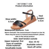 Sandalias Planas de Cuero Genuino para Mujer Estilo Europeo Nuevo Cerrado con Gancho y Bucle - details 1