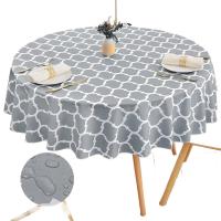 Mantel impermeable resistente al calor 60 pulgadas redondo mantel de PVC boda cocina comedor escritorio marroquí mantel cubierta - details 0