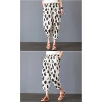Pantalones de algodón y lino para mujer, pantalones harén con estampado de verano, pantalones holgados Retro a la moda hasta el tobillo para mujer - details 11