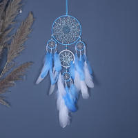 Colgante atrapasueños de cinco anillos de la suerte, decoración del hogar, superventas, campanas de viento decorativas creativas de plumas naturales - details 0