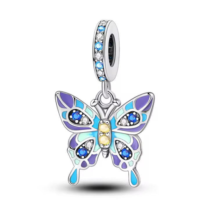 Colgante de plata de ley 925 para mujer, pulsera colorida de ensueño con cuentas de mariposa, collar, novedad de 2024 - 1