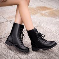Botas Martin para mujer, botines de talla grande, punta redonda, tacón grueso, cordones, informales, media pantorrilla, Otoño e Invierno - details 6