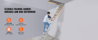 SucceBuy Escalera de ático plegable, capacidad de 350 lb, 22.5" x 63", extensión de aluminio, se adapta a techos de 9.5'-12', ligera y portátil, multiusos, conveniente acceso al ático, plateado - details 0