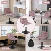 Taburete de Escritorio Giratorio de Terciopelo Regulable en Altura Ideal para Cocina, Maquillaje, Peluquería Rosa 38-49,5 cm - details 4