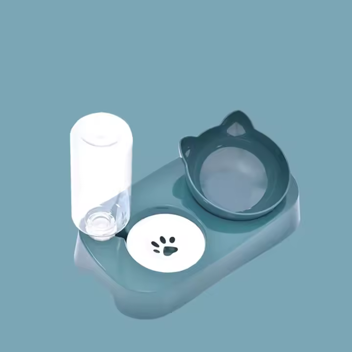 Cuencos dobles 3 en 1, contenedor de comida para perros y gatos, todo en uno, a prueba de polvo, Triple cuenco para gatos, plato alimentador extraíble antivuelco para mascotas - 1