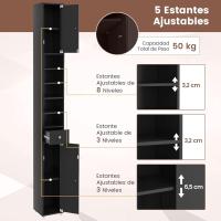 Armario Alto de Baño, Armario Delgado de Baño Alto con 2 Puertas, 1 Cajón y 5 Estantes (Blanco) - details 22