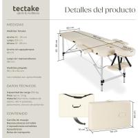 Camilla Masaje Plegable, Camilla Profesional Fisioterapia, Quiromasaje, Tatuajes, Reiki, Camilla Estética Profesional de Aluminio, Ajustable en Altura, 2 Zonas, con Bolsa Transporte - beige - details 5