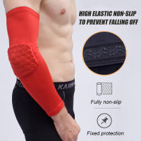 Soporte de brazo largo deportivo, mangas de compresión de codo, almohadillas de nido de abeja, protector de brazo a prueba de golpes, baloncesto, fútbol, ciclismo, 1 par - details 4