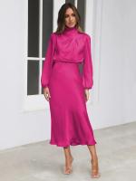 Primavera Verano nuevo vestido de manga larga de satén de gama alta vestido de noche elegante para mujer ropa de fiesta vestidos de celebridades - details 40