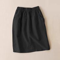 Faldas de algodón de verano para mujer, Falda recta para vacaciones, bolsillos con cintura elástica, faldas informales sólidas Vintage - details 2