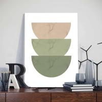 Cuadro de Pared en Lienzo Bohemio 3pcs con Marco de Color Verde Mantillo Nórdico Abstracto Geométrico con Hojas de Plantas Posters Decoración para Dormitorio y Hogar Marca DHROOM - details 11