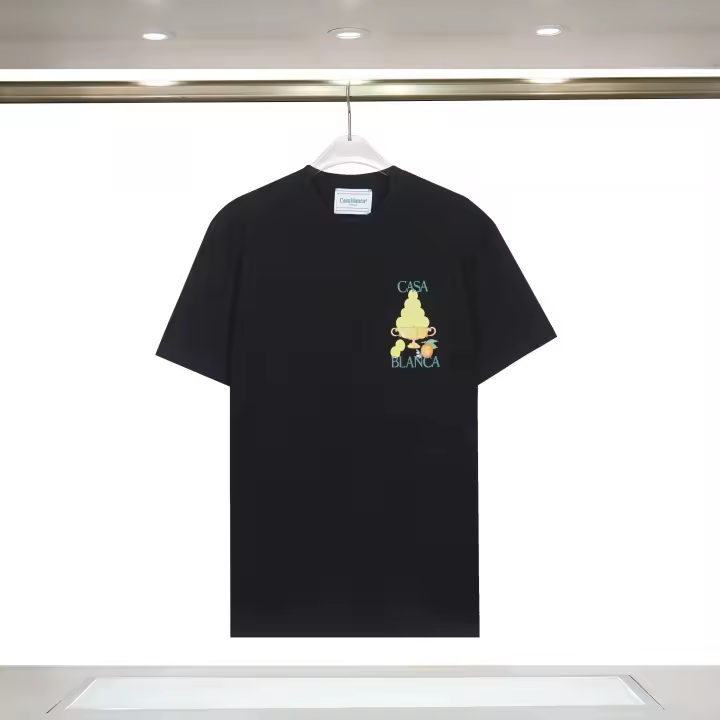 2025 Camisas casuales básicas de moda de verano, camisetas holgadas de algodón puro para hombres y nuevas camisas de manga corta para parejas con estampados de logotipos en la parte delantera - 1