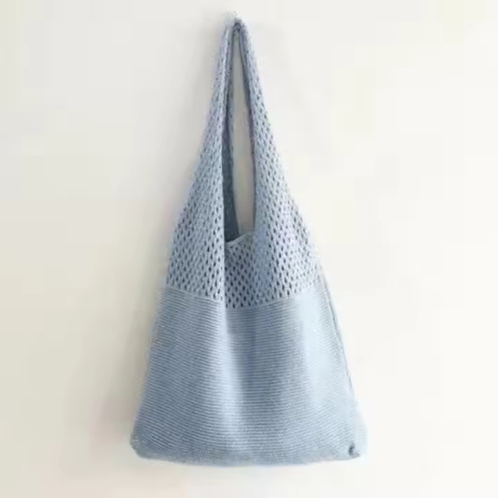 2025 Bolso de punto hueco para mujer, bolso tejido con dopamina, bolso de un solo hombro moderno y versátil, bolso de mano, Navidad - 1