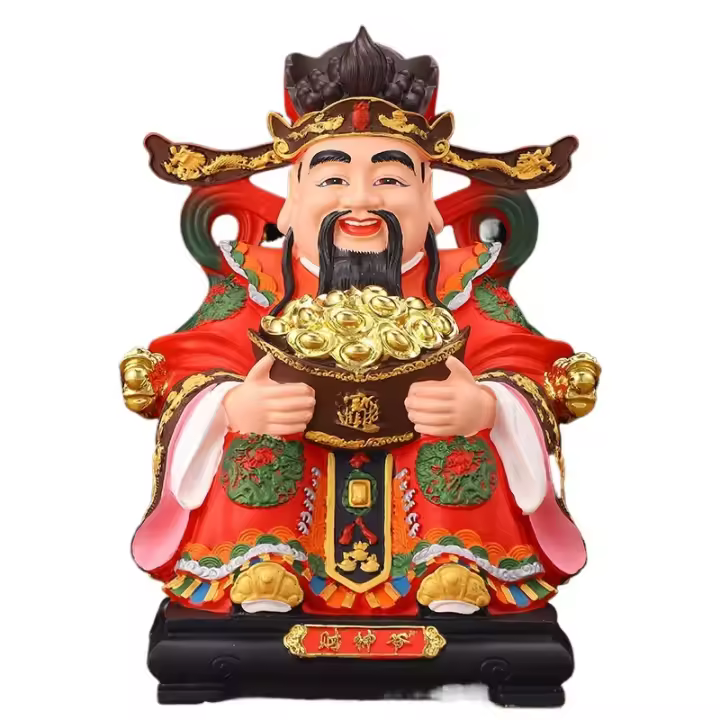 Estatua de Buda para uso doméstico, tienda creativa, regalos abiertos, decoración, resina Jucai, tela roja, Dios de la riqueza Wen - 1