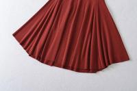 Vestido de Verano Elegante Estilo Europeo Americano Cuello Redondo Falda Elástica de Punto - details 7