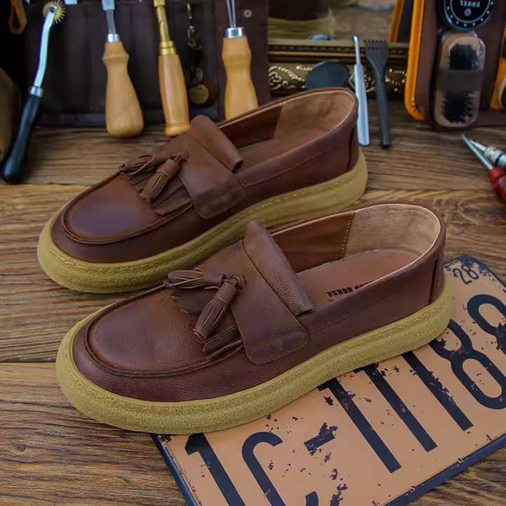 Nuevos zapatos de cuero para hombre, de cuero genuino de alta gama, zapatos de cuero vacuno puro con suela blanda - 1