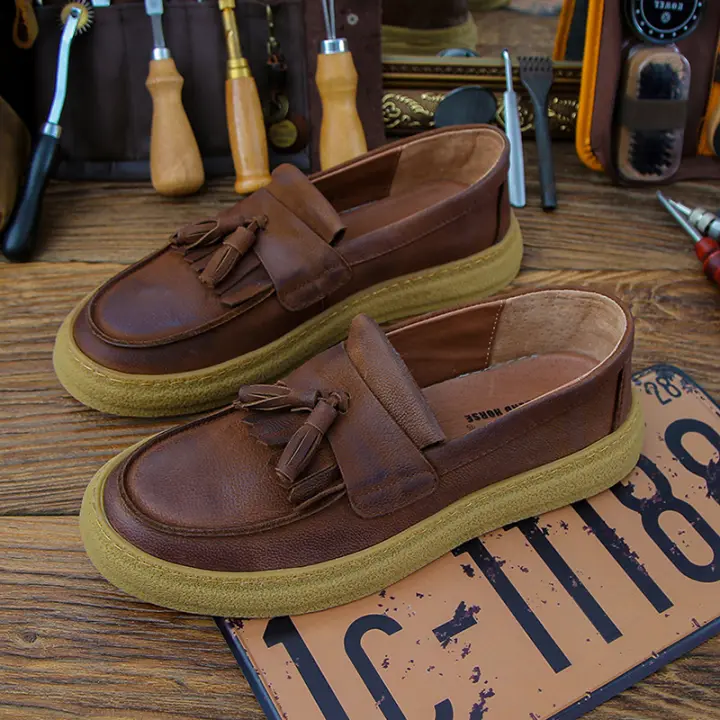 Nuevos zapatos de cuero para hombre, de cuero genuino de alta gama, zapatos de cuero vacuno puro con suela blanda - 1