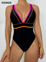Bañador de una pieza para mujer, traje de baño sexy con cuello en V - details 1