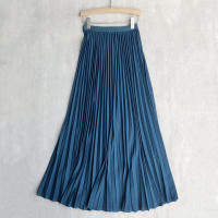 Falda Plisada Elegante Para Mujer Cintura Alta Larga Midi Color Negro Alta Calidad Saia Elegante Para Damas De Negocios Y Fiestas - details 14