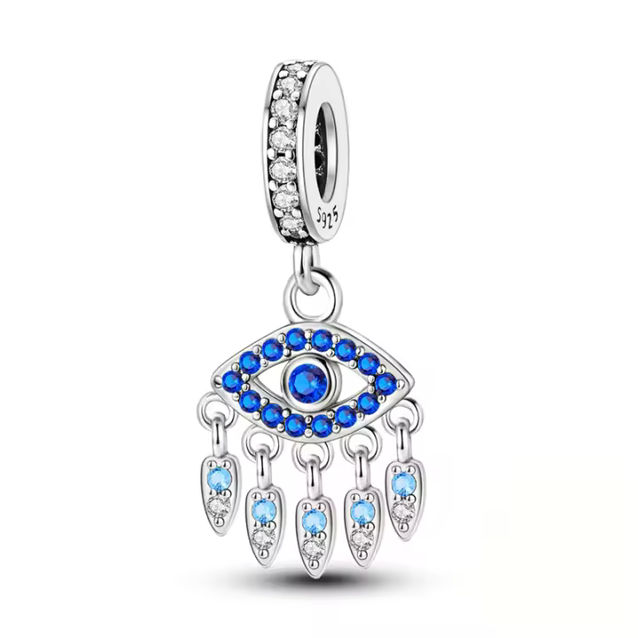 Encanto de Ojo Sacro de Plata de Ley 925 Cuentas de Zirconia Cúbica para Hacer Joyería - 1