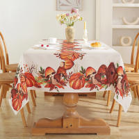 Mantel de mesa de calabaza de pavo divertido, cubierta de mesa rectangular, decoración para cena de Acción de Gracias y Navidad - details 7