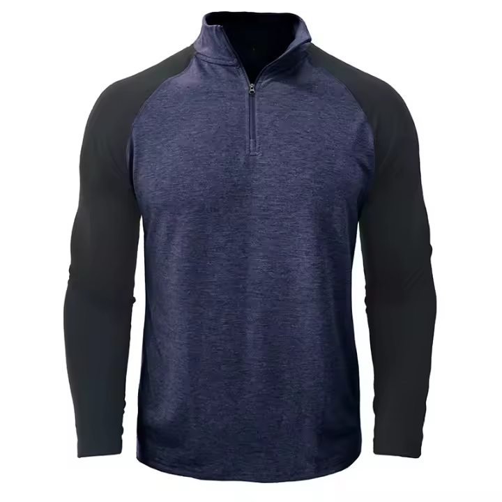 Sudadera de hombre de manga larga con cremallera Cuello de pie, cómoda, jersey, colores contrastados, para exterior - 1
