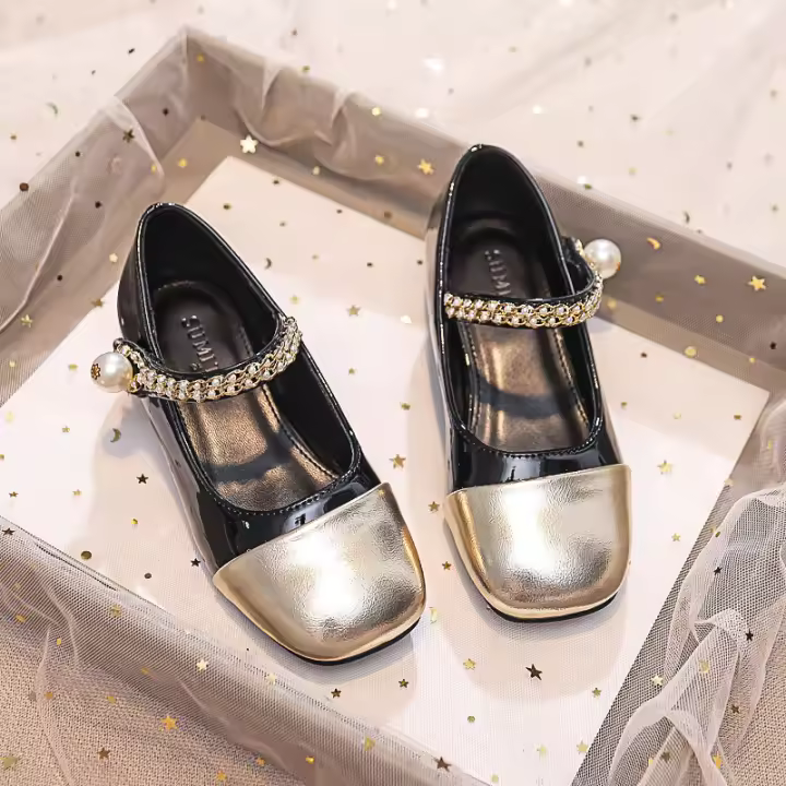 Nuevo negro tacón grueso francés Mary Jane boca ligera cabeza redonda versátil retro pequeños zapatos de cuero - 1