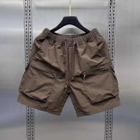 Pantalones Cortos Cargo Retro para Hombres Multiple Bolsillos, Traje Casual, Delgado, Ajuste Suelto, Color Sólido, Moda de Verano - details 4