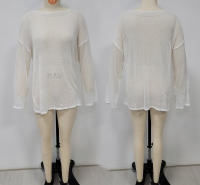 Vestido transparente de manga larga para la playa, top tipo túnica transparente de malla para mujer, traje de baño ligero de verano - details 3