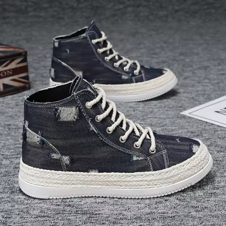 Zapatos de lona para hombre otoño nuevos zapatos para hombre tendencia juvenil zapatos de tablero versátiles versión coreana zapatos deportivos y de ocio de caña alta zapatos de moda - 1