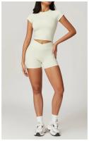 Ropa deportiva de alta resistencia de secado rápido de manga corta Yoga Tre de color sólido - details 8