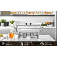 Paquete de 4 platos, juego de Buffet de platos de frotamiento de acero inoxidable de 9 cuartos con marco plegable, calentadores de alimentos para fiestas, suministros de Catering, - details 0