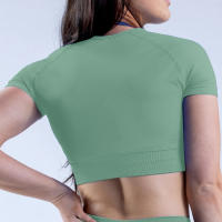 Impact Crop Top Camisetas y Tops de yoga para mujer Color sólido Ajuste ajustado Traje de fitness suave para mujer Top de yoga Gimnasio Correr Ciclismo Traje - details 2