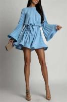 Vestido corto holgado con cintura atada para mujer, moda sensible, diseño plisado elegante, ropa en Stock europea, novedad de 2024 - details 12