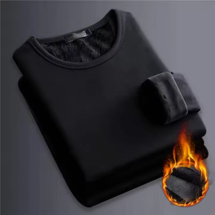 Conjunto de ropa interior para hombre Jersey de suéter de terciopelo con cuello redondo - 1