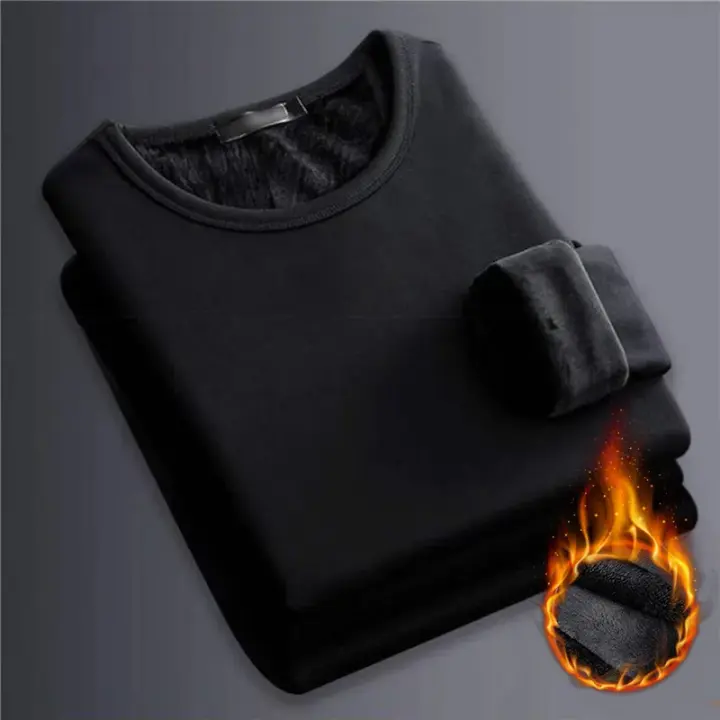 Conjunto de ropa interior para hombre Jersey de suéter de terciopelo con cuello redondo - 1