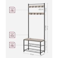 Perchero con Estante para Zapatos, Mueble de Entrada con Banco, 3 en 1, Marco de Acero, para Entrada y Pasillo, 32 x 70 x 177 cm, Estilo Industrial, Marrón Castaño y Negro HSR041B41 - details 15