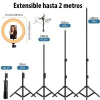 Trípode con Anillo de Luz LED Ajustable 26cm Ideal para Selfies, Fotografía, Maquillaje, Streaming, Youtube, Tik Tok - details 0