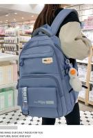 Mochila informal de gran capacidad nueva versión coreana pequeña mochila fresca y de moda Mochila japonesa simple de color sólido - details 4