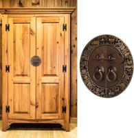 Manija de muebles de latón de doble puerta, manijas redondas Retro de estilo chino, perillas antiguas para cajón de armario, tocador - details 1